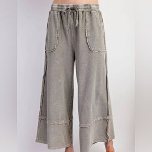 Easel army green/grey Wide-Leg Terry Cloth Palazzo Pants